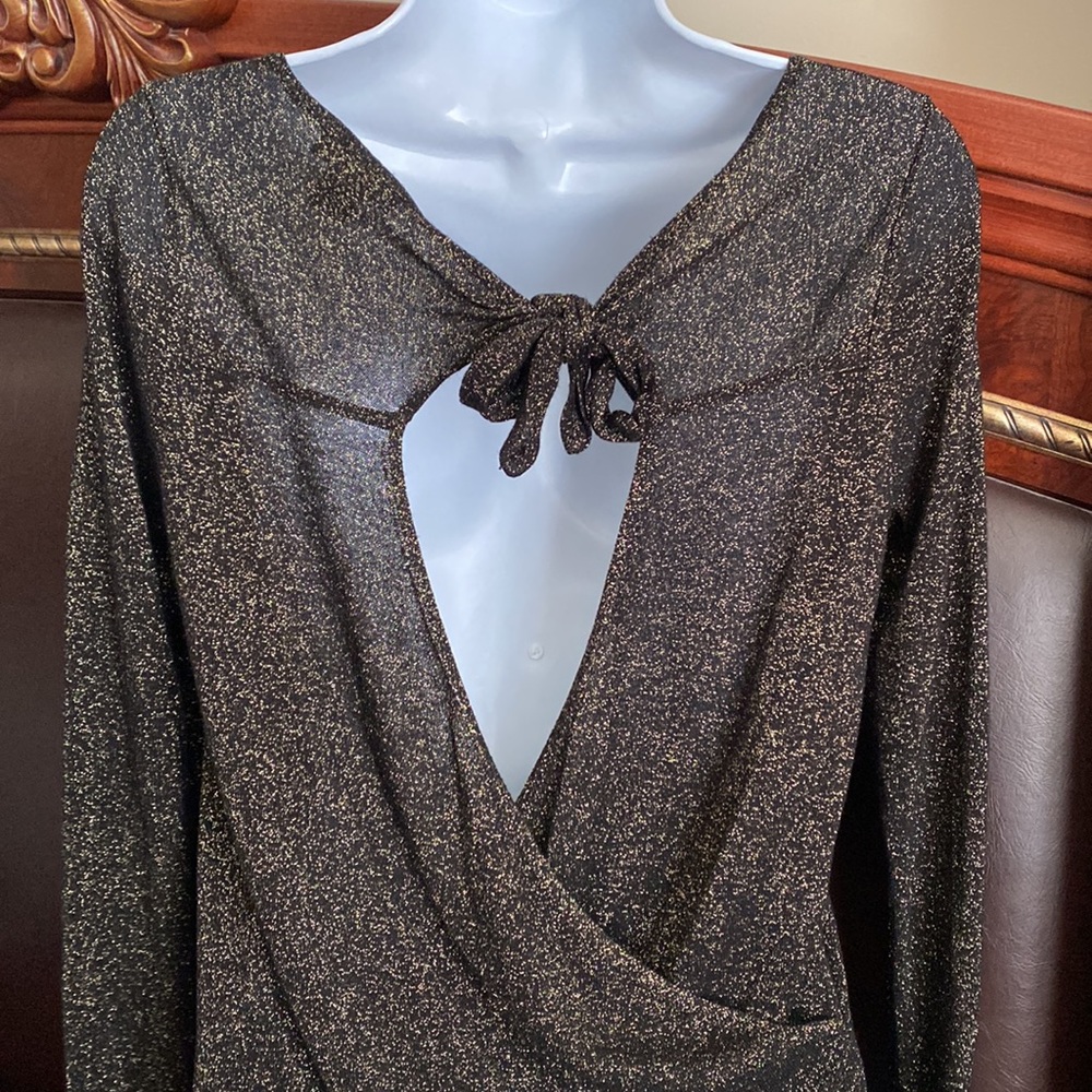 Halogen Open back long Sleeve Blouse Top